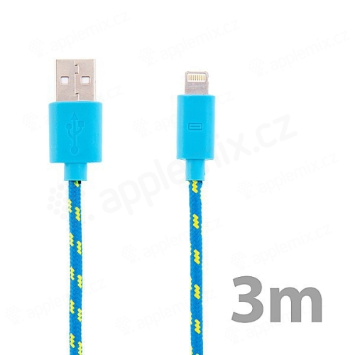 Synchronizačný a nabíjací kábel Lightning pre Apple iPhone / iPad / iPod - Šnúrka na zavesenie - modrý - 3 m