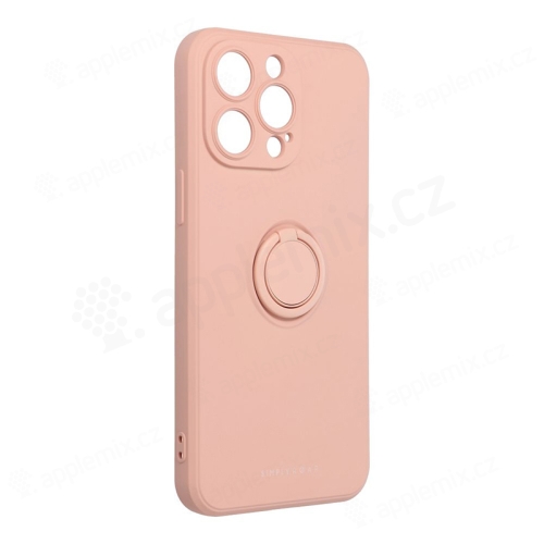 Kryt ROAR Amber pro Apple iPhone 14 Pro Max - prsten / ring - silikonový - růžový
