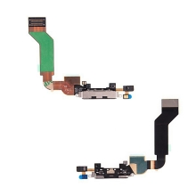 Flex kabel + mikrofon + napájecí a datový konektor pro Apple iPhone 4S - černý - kvalita A+