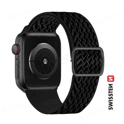 Řemínek SWISSTEN Nylon pro Apple Watch 42mm / 41mm / 40mm / 38mm - nylonový se sponou - černý