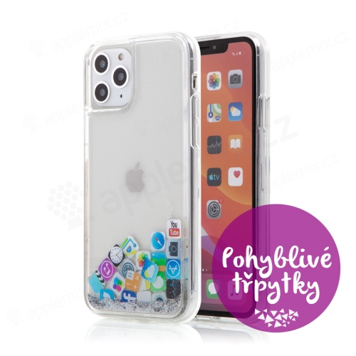 Kryt pre Apple iPhone 11 Pro Max - Pohyblivé trblietky - Plast / guma - Ikony aplikácií