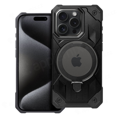 Kryt Armor Mag pre Apple iPhone 15 Pro - Podpora MagSafe - Odolný - Guma/plast - Čierny