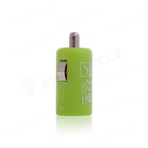 Mini USB auto nabíječka pro Apple iPhone / iPod - zelená