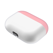 ﻿Pouzdro / obal pro Apple AirPods Pro - karbonová textura - silikonové - růžové / bílé
