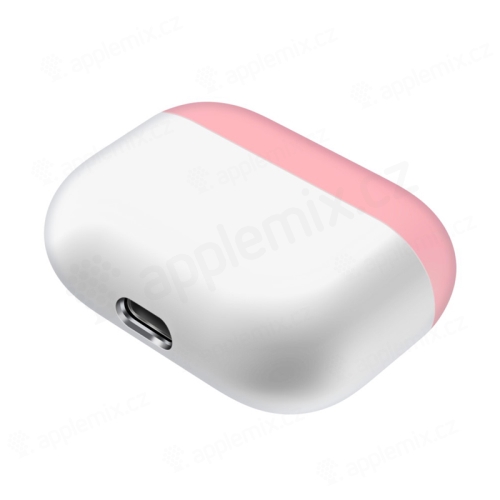 ﻿Pouzdro / obal pro Apple AirPods Pro - karbonová textura - silikonové - růžové / bílé