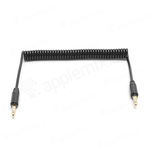 Špirálový audio kábel jack 3,5 mm pre Apple iPhone / iPad a iné zariadenia - čierny