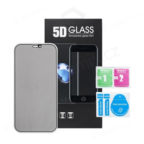 Tvrzené sklo (Tempered Glass) "5D" pro Apple iPhone 12 Pro Max - 2,5D - černý rámeček - privacy - 0,3mm