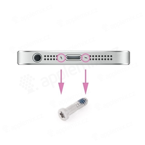 Náhradná skrutka pre spodnú časť Apple iPhone 5 - strieborná - kvalita A+
