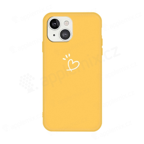 Kryt pro Apple iPhone 13 mini - srdce - gumový - žlutý