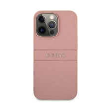 Kryt GUESS Saffiano pro Apple iPhone 13 Pro - umělá kůže - růžový
