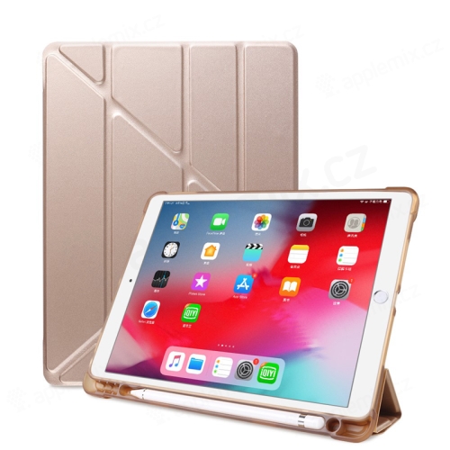 Pouzdro pro Apple iPad 10,2" (2019 - 2021) / Pro 10,5" / Air 3 - origami stojánek - gumové - zlaté