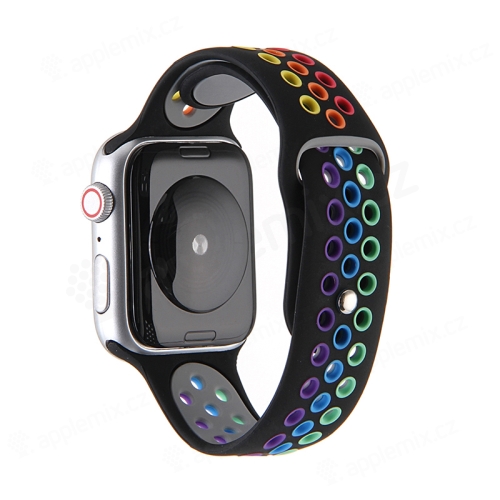 Řemínek pro Apple Watch 42mm / 41mm / 40mm / 38mm - silikonový - duhový / černý