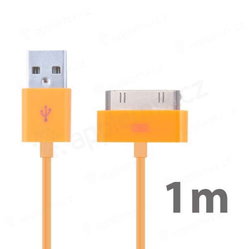 Synchronizační a dobíjecí USB kabel pro Apple iPhone / iPad / iPod – 1m oranžový