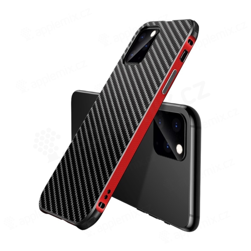Kryt pro Apple iPhone 11 Pro - kovový / plastový - karbonová textura - černý / červený