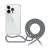 Kryt SPELLO Crossbody pro Apple iPhone 15 Pro - gumový - průhledný - černá / bílá šňůrka