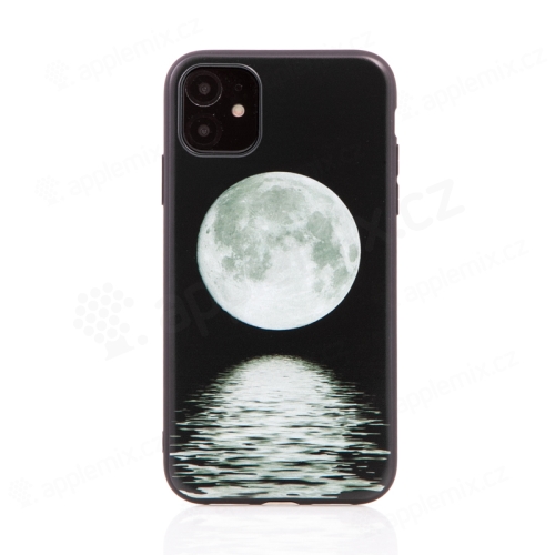 Kryt pro Apple iPhone 11 - gumový - černý - měsíc nad mořem