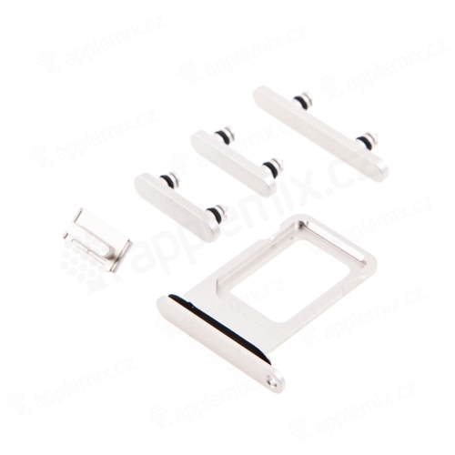 Puzdro / zásuvka na kartu Nano SIM + bočné tlačidlá pre Apple iPhone 12 - biele - Kvalita A+
