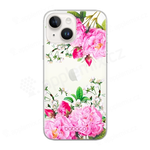 Kryt BABACO pre Apple iPhone 14 - gumový - kvety - priehľadný