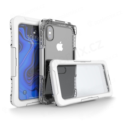 Puzdro pre Apple iPhone Xs Max - Vodotesné - Plastové / silikónové - Transparentné / Biele