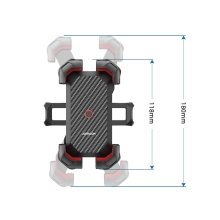 Držák na motorku JOYROOM pro Apple iPhone - pod zrcátko - univerzální - 4 zarážky - plast / hliník - černý