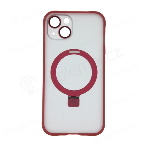 Kryt Mag Ring pro Apple iPhone 13 - podpora MagSafe + stojánek - gumový - červený