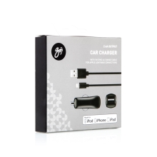 MFi certifikovaný kabel Lightning + autonabíječka USB (2.4A) - 2v1 nabíjecí sada GOJI pro Apple zařízení - černá