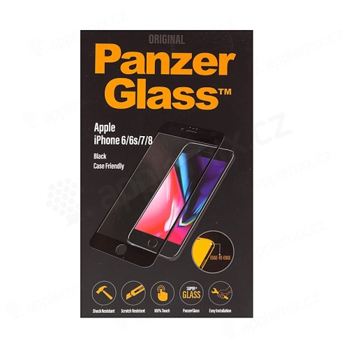 Tvrdené sklo PANZERGLASS pre Apple iPhone 6 / 6S / 7 / 8 / SE (2020) / SE (2022) - predná časť - 2,5D okraj - čierne - 0,4 mm