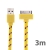 Synchronizační a nabíjecí kabel s 30pin konektorem pro Apple iPhone / iPad / iPod - tkanička - plochý žlutý - 3m