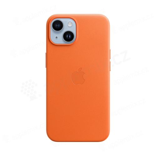 Originální kryt pro Apple iPhone 14 - MagSafe - kožený - oranžový