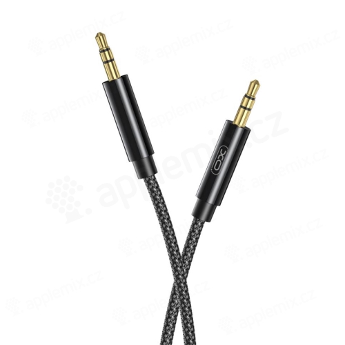 Audio kábel XO 3,5 mm jack - samec / samec 3 pin - 1 m - šnúrka - čierny