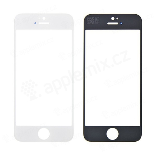 Náhradní přední sklo pro Apple iPhone 5 / 5C / 5S / SE - černý rámeček
