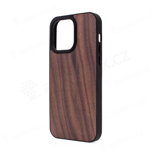 Kryt pre Apple iPhone 14 Pro Max - gumový / drevený - hnedý - orech