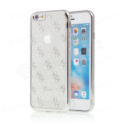 Kryt GUESS pro Apple iPhone 6 / 6S - gumový - průhledný / stříbrný