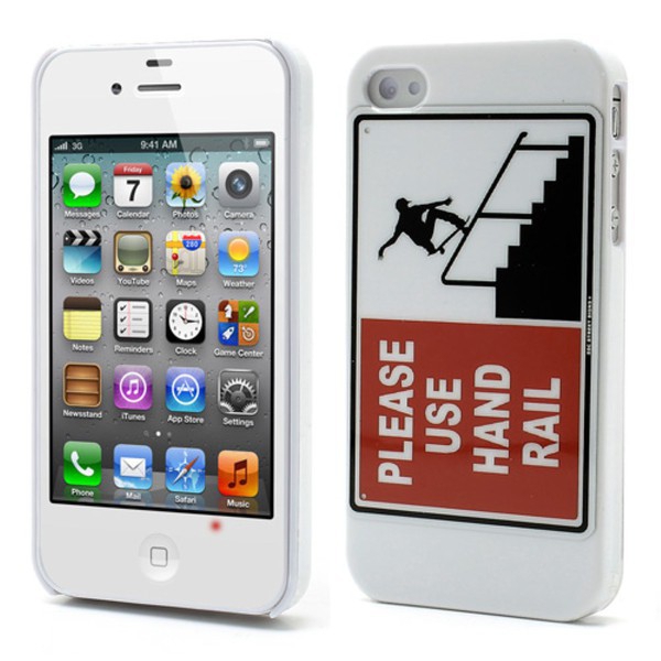 Ochranný plastový kryt pro Apple iPhone 4 / 4S - PLEASE USE HAND RAIL - skejťák