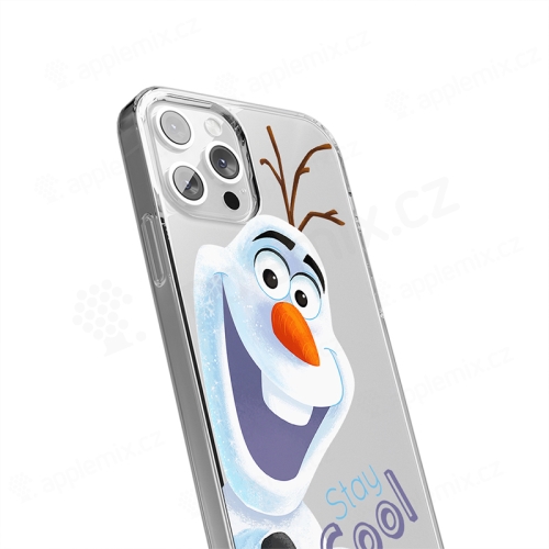 Kryt DISNEY pro Apple iPhone 12 / 12 Pro - Ledové království - sněhulák Olaf - gumový - průhledný