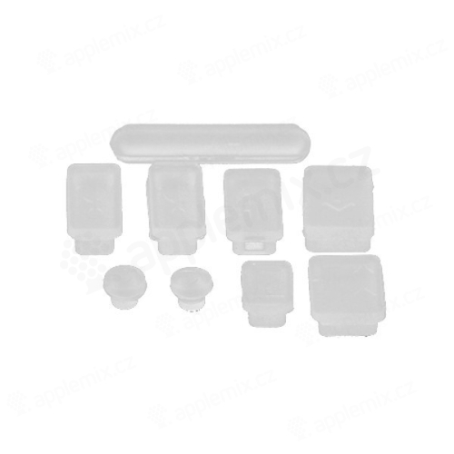 Antiprachové silikonové záslepky (sada 9ks) pro Apple MacBook, MacBook Pro a MacBook Air - průhledné
