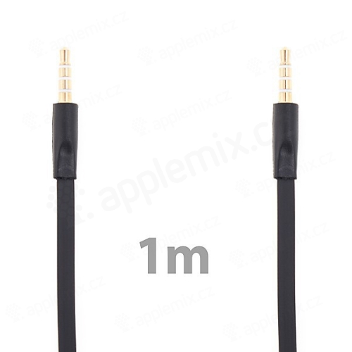 Noodle style propojovací audio jack kabel 3,5mm pro Apple iPhone / iPad / iPod a další zařízení - černý - 1m