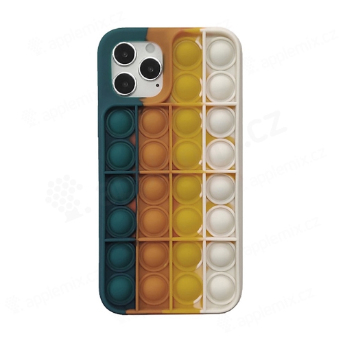 Kryt pro Apple iPhone 12 / 12 Pro - bubliny "Pop it" - silikonový - modrý / oranžový