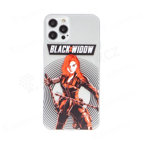 Kryt MARVEL pro Apple iPhone 12 / 12 Pro  - Black Widow - gumový - černý