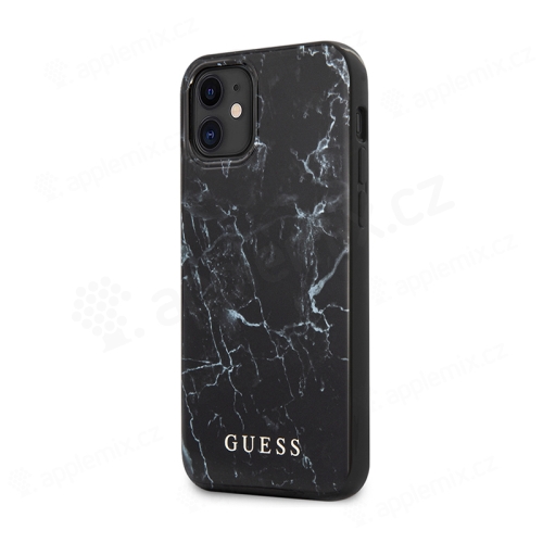 Kryt GUESS Marble pro Apple iPhone 12 mini - plastový / gumový - mramorový - černý