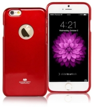 Kryt Mercury pro Apple iPhone 6 Plus / 6S Plus gumový s výřezem pro logo - jemně třpytivý - červený
