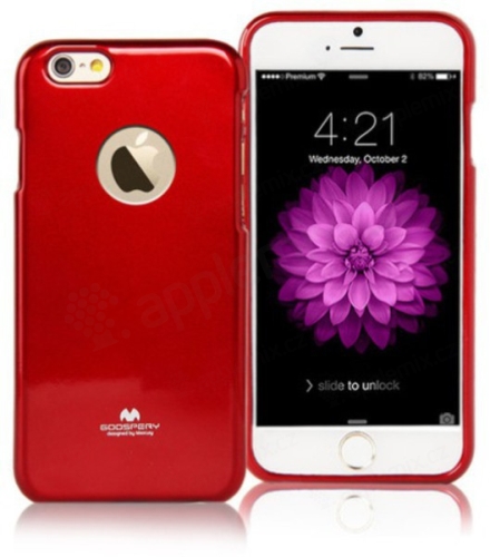 Kryt Mercury pre Apple iPhone 6 Plus / 6S Plus gumový s výrezom pre logo - trblietavý - červený
