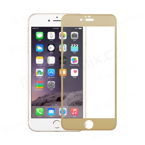 Tvrzené sklo (Tempered Glass) pro Apple iPhone 6 / 6S - zlatý rámeček - 0,3mm