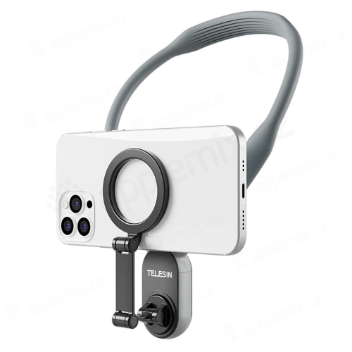 Držiak na krk TELESIN pre Apple iPhone - podpora MagSafe - kovový - strieborný