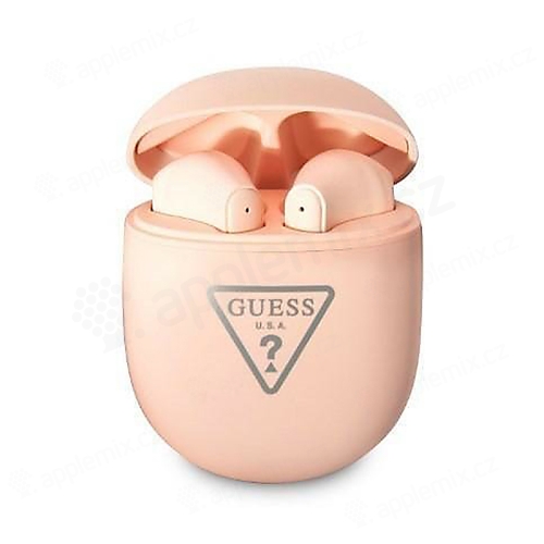 Sluchátka GUESS Triangle - TWS Bluetooth bezdrátová - voděodolná - růžová