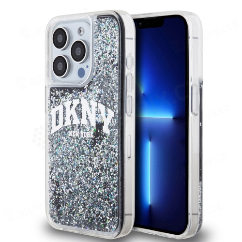 Kryt DKNY Liquid Glitter Arch Logo pre Apple iPhone 15 Pro - Čierny