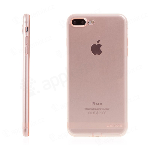 Kryt USAMS pro Apple iPhone 7 Plus / 8 Plus gumový / antiprachové záslepky - růžově zlatý / průhledný (Rose Gold)