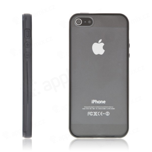 Ochranný plastový kryt pro Apple iPhone 5 / 5S / SE - průhledný s černým gumovým rámečkem