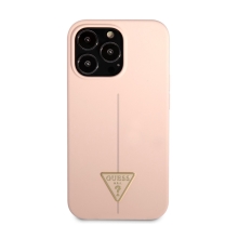 Kryt GUESS Silicone Line Triangle pro Apple iPhone 13 Pro - silikonový - růžový