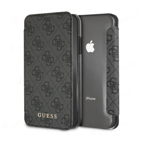 Pouzdro GUESS G Book pro Apple iPhone Xr - umělá kůže / plastové - šedé / průhledné